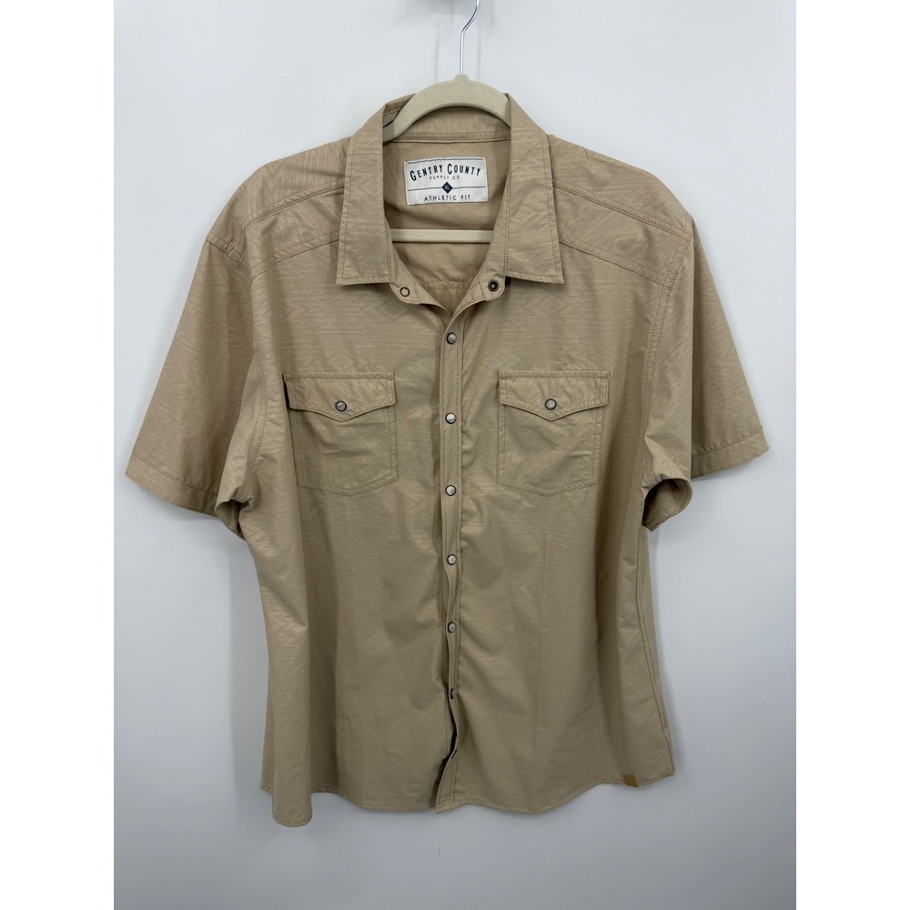 Gentry County GC0042M Snap Front Shirt Mens XL Tan Southwestern Athletic Fit